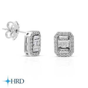Modern Tasarım 0.18 Ct Baget Kare Tektaş Küpe