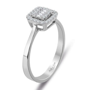 0.25 Ct Modern Tasarım Baget Kare Tektaş Yüzük