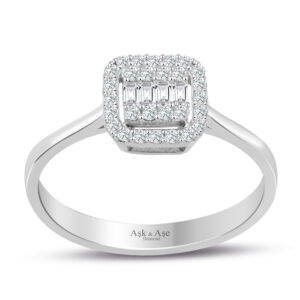 0.25 Ct Modern Tasarım Baget Kare Tektaş Yüzük