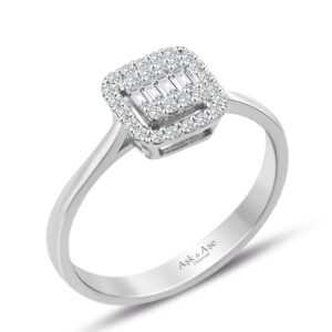 0.25 Ct Modern Tasarım Baget Kare Tektaş Yüzük