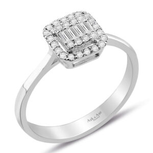 0.25 Ct Modern Tasarım Baget Kare Tektaş Yüzük