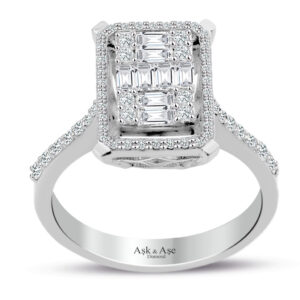 0.80 Ct Modern Tasarım Baget Kare Tektaş Yüzük