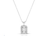 0.10 Ct Modern Tasarım  Baget Kare Tektaş Kolye