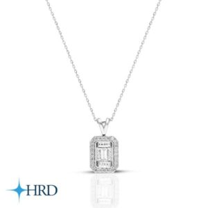 0.10 Ct Baget Kare Modern Tasarım Tektaş Kolye