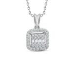 0.25 Ct Modern Tasarım  Baget Kare Tektaş Kolye