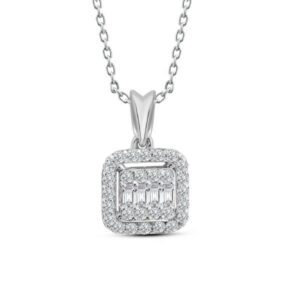 0.25 Ct Baget Kare Modern Tasarım Tektaş Kolye