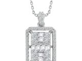 Modern Tasarım 0.55 Ct Baget Kare Tektaş Kolye
