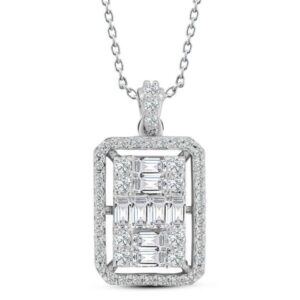 0.55 Ct Baget Kare Modern Tasarım Tektaş Kolye
