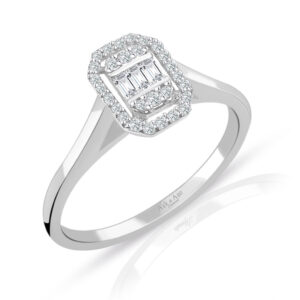 Modern Tasarım 0.15 Ct Baget Kare Tektaş Yüzük