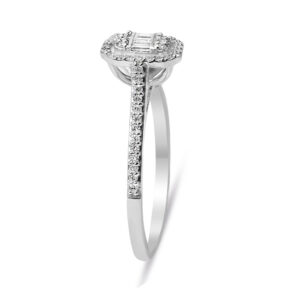 Modern Tasarım 0.25 Ct Baget Kare Tektaş Yüzük