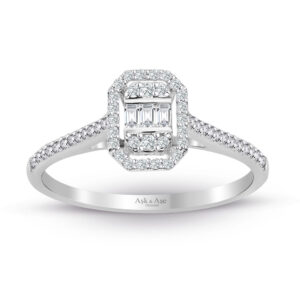 Modern Tasarım 0.25 Ct Baget Kare Tektaş Yüzük