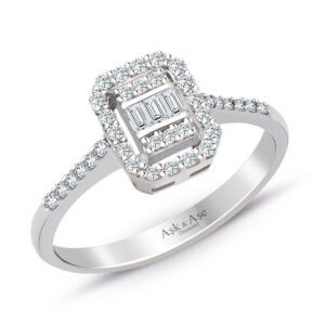 0.35 Ct. Modern Tasarım Baget Kare Tektaş Yüzük