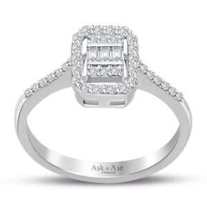 0.35 Ct. Modern Tasarım Baget Kare Tektaş Yüzük