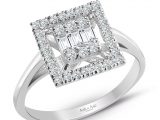 0.35 Ct .Baget Pırlanta Kare Tektaş Yüzük Modern Tasarım