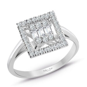 0.35 Ct .Baget Pırlanta Kare Tektaş Yüzük Modern Tasarım