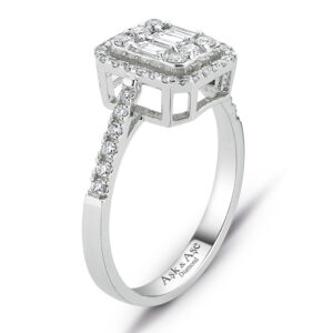 0.60 Ct Modern Tasarım Baget Kare Tektaş Yüzük 18K