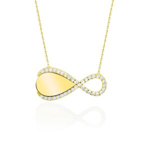 14 Ayar Taşlı Sonsuzluk Altın Kolye