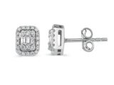 Modern Tasarım 0.35 Ct Baget Kare Tektaş Küpe