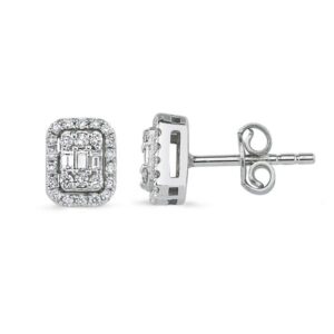 Modern Tasarım 0.35 Ct Baget Kare Tektaş Küpe