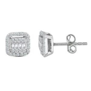 Modern Tasarım 0.50 Ct Baget Kare Tektaş Küpe