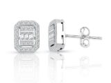 0.55 Ct Modern Tasarım Baget Kare Tektaş Küpe