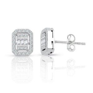 0.55 Ct Modern Tasarım Baget Kare Tektaş Küpe