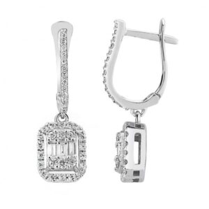 Modern Tasarım 0.65 Ct Baget Kare Tektaş Küpe