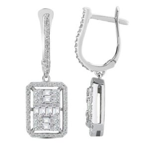Modern Tasarım 1.22 Ct Baget Kare Tektaş Küpe