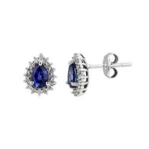 Pırlantalı Safir Küpe
