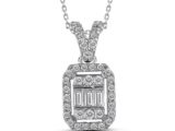 Modern Tasarım 0.20 Ct Baget Kare Tektaş Kolye