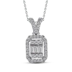 0.20 Ct Baget Kare Modern Tasarım Tektaş Kolye