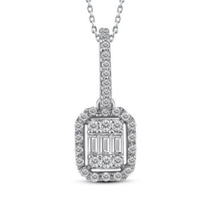 0.25 Ct Baget Kare Modern Tasarım Tektaş Kolye