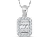 0.30 Ct Modern Tasarım Baget Kare Tektaş Kolye