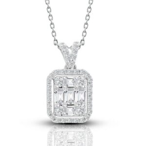0.50 Ct Baget Kare Modern Tasarım Tektaş Kolye