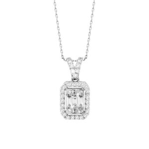 0.32 Ct Baget Kare Modern Tasarım Tektaş Kolye