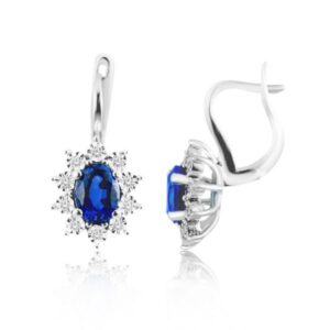 Safir Pırlantalı Küpe