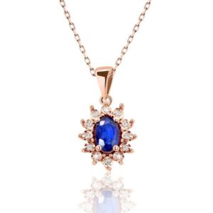 Pırlanta Rose Safir Kolye