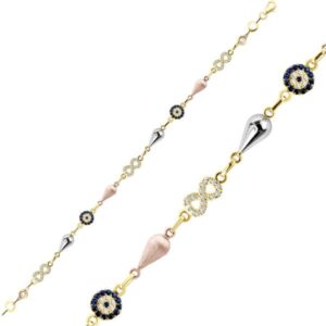 Sonsuzluklu ve Nazarlı Rose Beyaz Bileklik