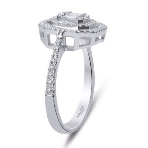 0.60 Ct Çift Sıra Baget Kare Tektaş Yüzük