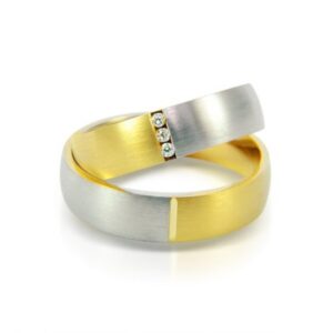 14 K Sarı Ve Beyaz Altın - Modern Alyans Modeli