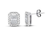 0.30 Ct. Modern Tasarım Baget Kare Tektaş Küpe