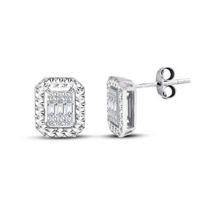 0.30 Ct. Modern Tasarım Baget Kare Tektaş Küpe