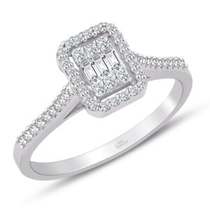 0.32 Ct Modern Tasarım Baget Kare Tektaş Yüzük