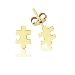 Altın Taşsız Puzzle Küpe