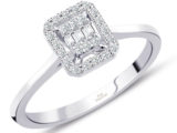 Modern Tasarım 0.18 Ct Baget Kare Tektaş Yüzük