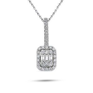 Modern Tasarım 0.22 Ct Baget Kare Tektaş Kolye