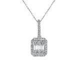 Modern Tasarım 0.60 Ct Baget Kare Tektaş Kolye 18 K