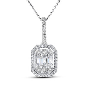 Modern Tasarım 0.75 Ct Baget Kare Tektaş Kolye