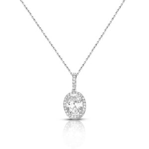 Pırlantalı Beyaz Topaz Kolye