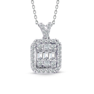 Modern Tasarım 0.45 Ct Baget Kare Tektaş Kolye